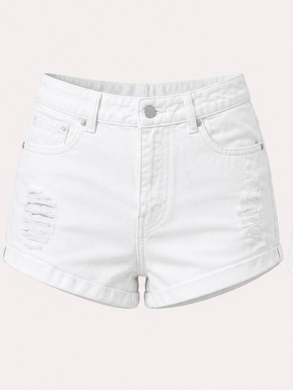 Forever 21 White Distressed High Rise Denim Shorts Size 30
